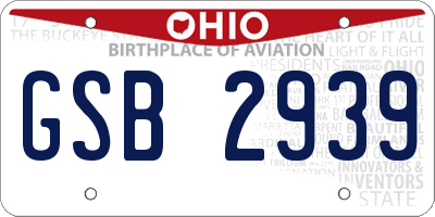 OH license plate GSB2939