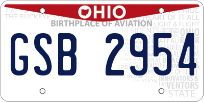 OH license plate GSB2954
