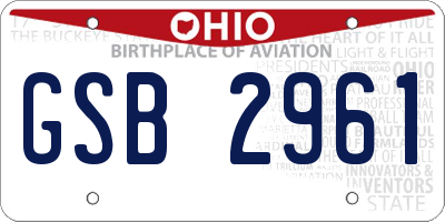 OH license plate GSB2961