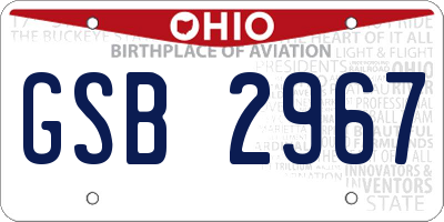 OH license plate GSB2967