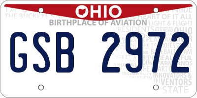 OH license plate GSB2972