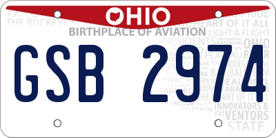 OH license plate GSB2974