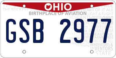 OH license plate GSB2977