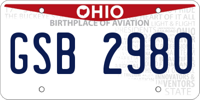 OH license plate GSB2980