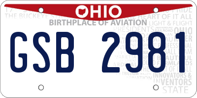 OH license plate GSB2981