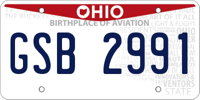 OH license plate GSB2991
