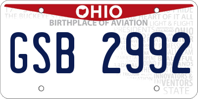 OH license plate GSB2992
