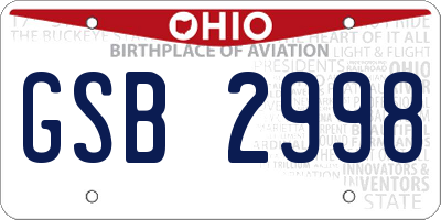 OH license plate GSB2998