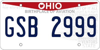 OH license plate GSB2999