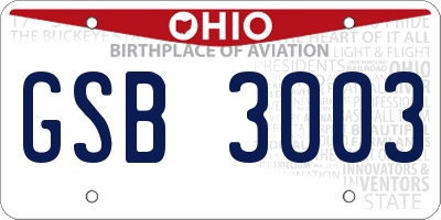 OH license plate GSB3003