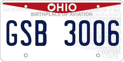 OH license plate GSB3006