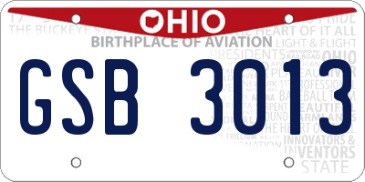 OH license plate GSB3013