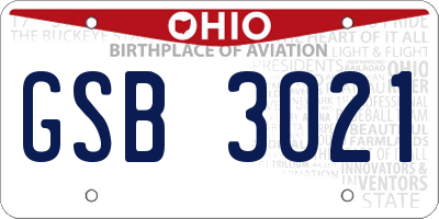OH license plate GSB3021
