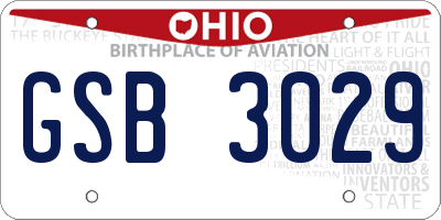 OH license plate GSB3029