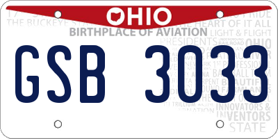 OH license plate GSB3033