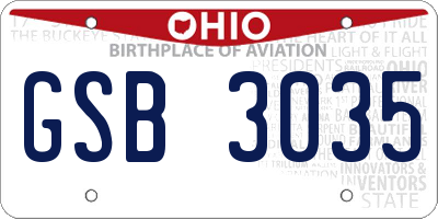 OH license plate GSB3035