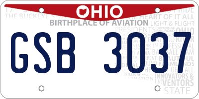 OH license plate GSB3037