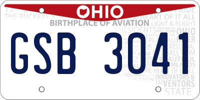 OH license plate GSB3041