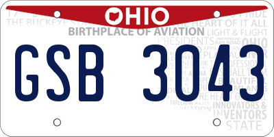 OH license plate GSB3043