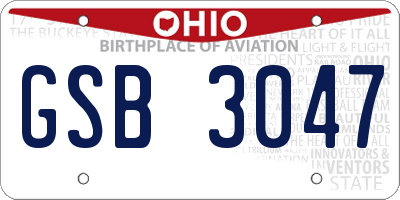 OH license plate GSB3047