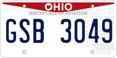 OH license plate GSB3049