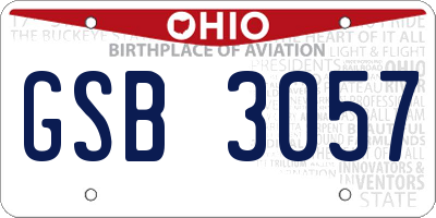 OH license plate GSB3057