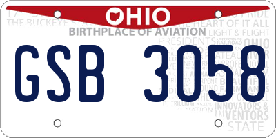 OH license plate GSB3058