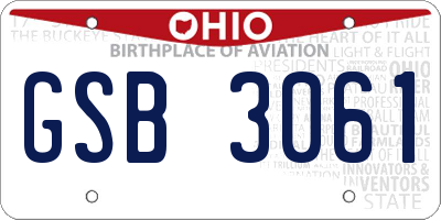 OH license plate GSB3061
