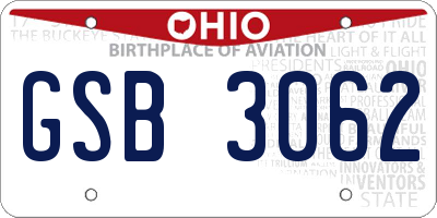 OH license plate GSB3062