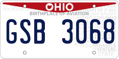 OH license plate GSB3068