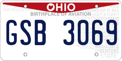 OH license plate GSB3069