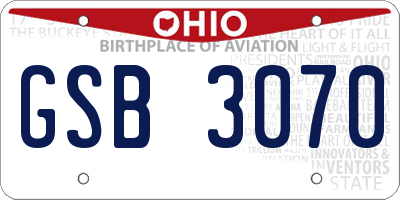OH license plate GSB3070