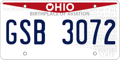 OH license plate GSB3072