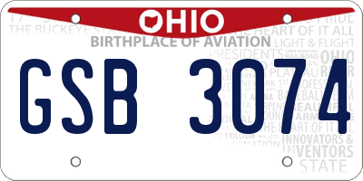 OH license plate GSB3074