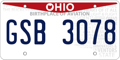 OH license plate GSB3078