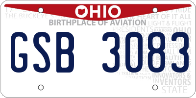 OH license plate GSB3083