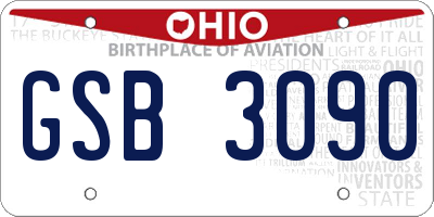 OH license plate GSB3090