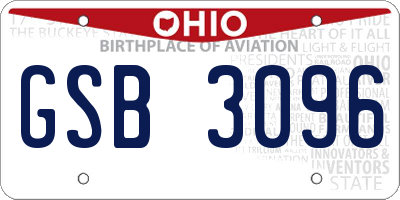 OH license plate GSB3096