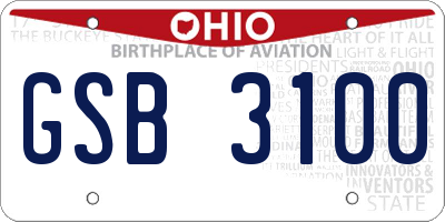 OH license plate GSB3100
