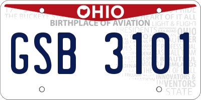 OH license plate GSB3101