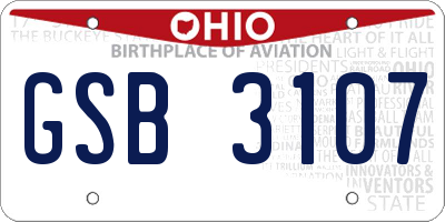 OH license plate GSB3107