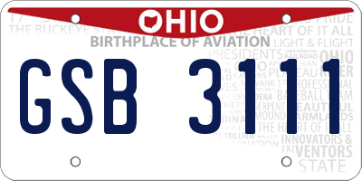 OH license plate GSB3111