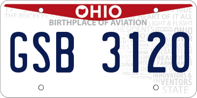 OH license plate GSB3120