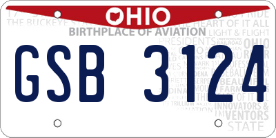 OH license plate GSB3124