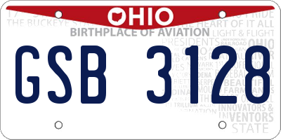 OH license plate GSB3128
