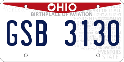 OH license plate GSB3130