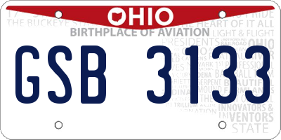 OH license plate GSB3133