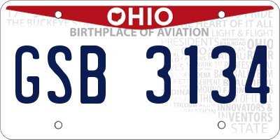 OH license plate GSB3134