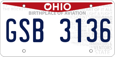 OH license plate GSB3136