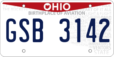 OH license plate GSB3142